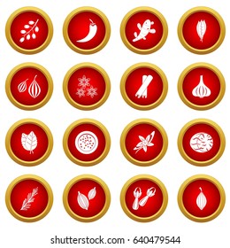 Spice icon red circle set isolated on white background