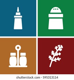 spice icons set. Set of 4 spice filled icons such as deel, ketchup