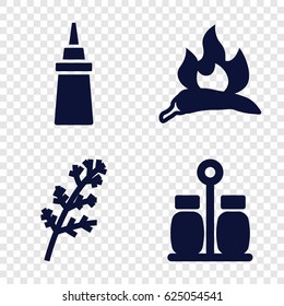 Spice icons set. set of 4 spice filled icons such as deel, chili, ketchup