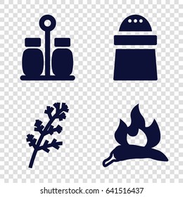 Spice icons set. set of 4 spice filled icons such as deel, chili