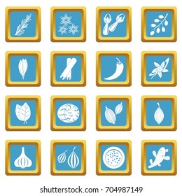 Spice icons set in azur color isolated vector illustration for web and any design
