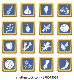 Spice icons set in blue color isolated vector illustration for web and any design