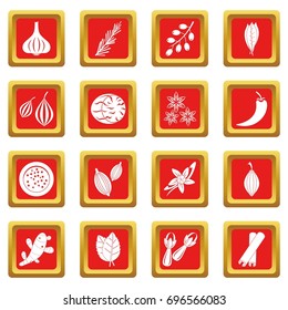 Spice icons set in red color isolated vector illustration for web and any design