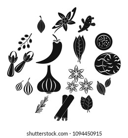 Spice icons set. Simple illustration of 16 spice vector icons for web