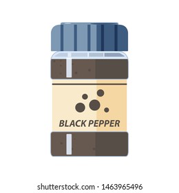 spice jar with ground black pepper