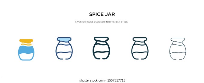 spice jar icon in different style vector illustration. two colored and black spice jar vector icons designed in filled, outline, line and stroke style can be used for web, mobile, ui