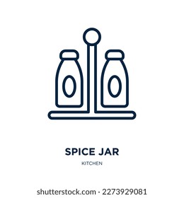 spice jar icon from kitchen collection. Thin linear spice jar, food, seasoning outline icon isolated on white background. Line vector spice jar sign, symbol for web and mobile