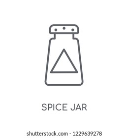 spice jar linear icon. Modern outline spice jar logo concept on white background from kitchen collection. Suitable for use on web apps, mobile apps and print media.
