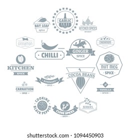 Spice logo icons set. Simple illustration of 16 spice logo vector icons for web