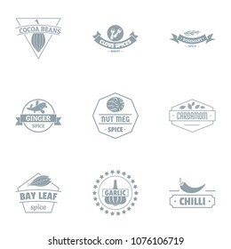 Spice logo set. Simple set of 9 spice vector logo for web isolated on white background