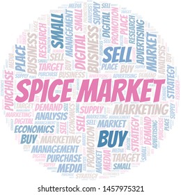 Spice Market word cloud. Vector made with text only