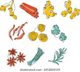 Spice Monoline Illustration Element Pack