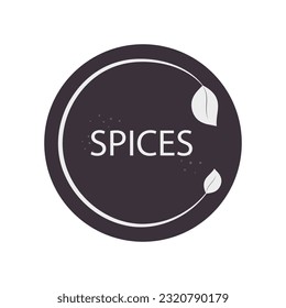 Spice organizer sticker. Vector food label for spices. Label for marking. Sticker for spices on a dark background. Vector illustration