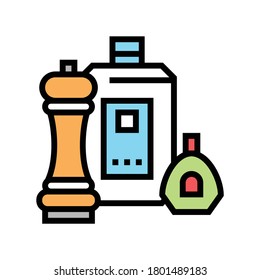 spice pepper, salt and sauce packages color icon vector. spice pepper, salt and sauce packages sign. isolated symbol illustration