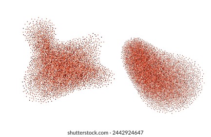Spice powder splash. Chilli, red pepper, paprika. Spicy splatter; seasoned dynamic ground burst.  Vector isolated on white background, top view