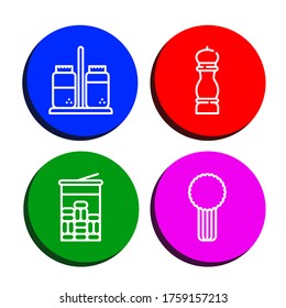 spice simple icons set. Contains such icons as Salt and pepper, Pepper, Mint, Celery, can be used for web, mobile and logo