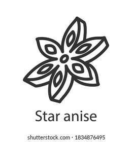 Spice star anise, linear icon. Editable stroke