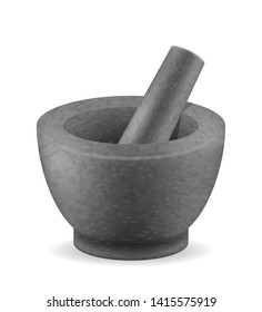 spice stone mortar stock vector illustration isolated on white background