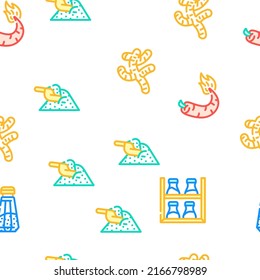 Spice Vegetable Food Vector Seamless Pattern Color Line Illustration