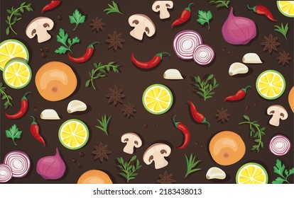 spice and vegetable foods background