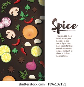 spice and vegetable foods background and space write for  vector illustration EPS10