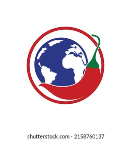 Spice world vector logo design. Chili and globe icon vector logo design.	