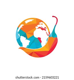 Spice world vector logo design. Chili and globe icon vector logo design.	