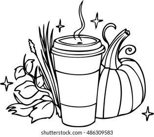 Spiced Pumpkin Latte Beverage - Vector Drawing