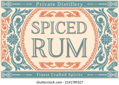 Spiced Rum - Ornate Decorative Label