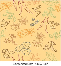 Spices doodles seamless vector