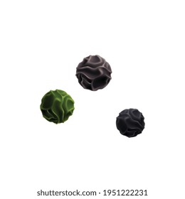 Spices and herbs realistic composition with isolated image of balls black pepper peas vector illustration