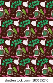 spices and herbs seamless pattern design. vector illustration