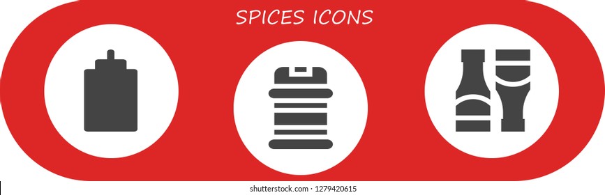  spices icon set. 3 filled spices icons. Simple modern icons about  - Sauce, Condiments, Sauces