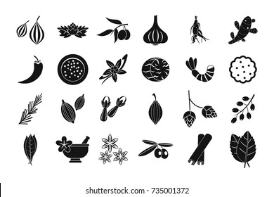 Spices icon set. Simple set of spices vector icons for web design isolated on white background