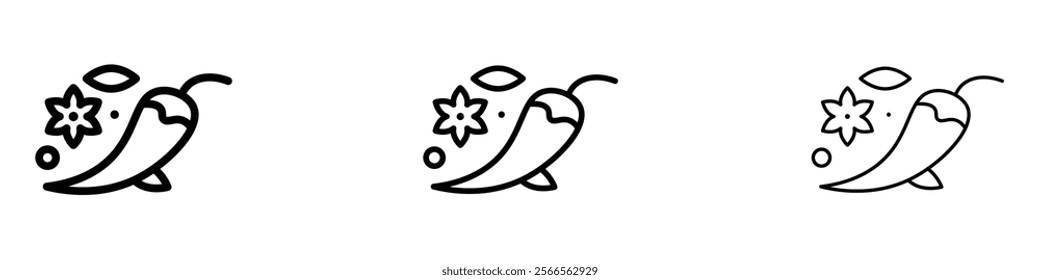 Spices icon in tree different line stroke sizes.