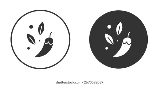 Icono de especias en versiones de diseño plano de moda en blanco y negro.
