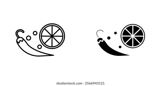 Spices icons. black and white vector set.
