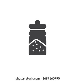 Spices jar vector icon. filled flat sign for mobile concept and web design. Glass jar with condiments glyph icon. Symbol, logo illustration. Vector graphics