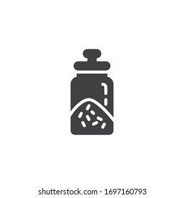 Spices jar vector icon. filled flat sign for mobile concept and web design. Glass jar with condiments glyph icon. Symbol, logo illustration. Vector graphics