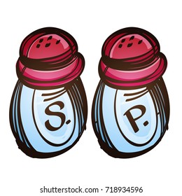 Spices in jars color illustration for menu design, packaging, for creating a logo or emblem.
