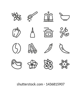 Spices line icon set. Seasoning, ingredient, aroma. Cooking concept. Can be used for topics like food, culinary, cuisine