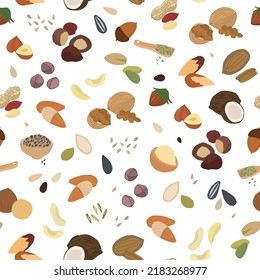 Spices, nuts vector seamless pattern