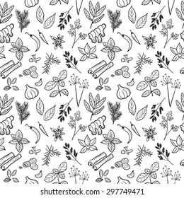 Spices pattern black and white