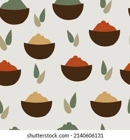 spices powder illustration vector seamless pattern