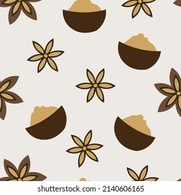 spices powder illustration vector seamless pattern