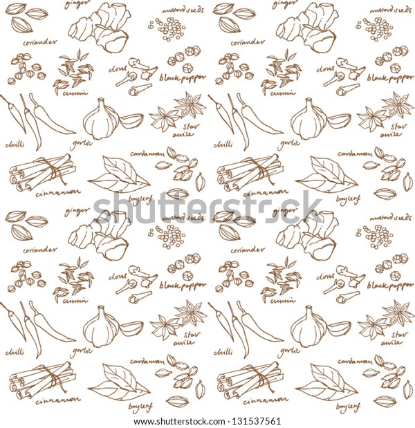 Spices Seamless Background Stock Vector (Royalty Free) 131537561