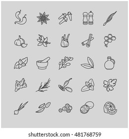 Spices and seasonings line icons for your design