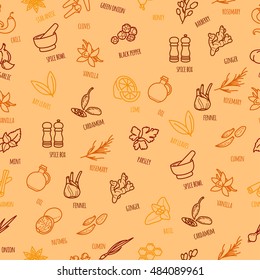 Spices and seasonings seamless pattern