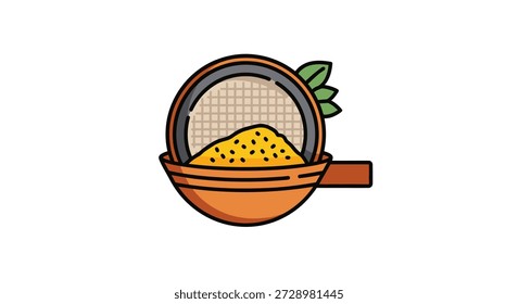 Spices in strainer, leaves accent