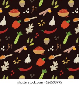 spices and vegetables vector pattern